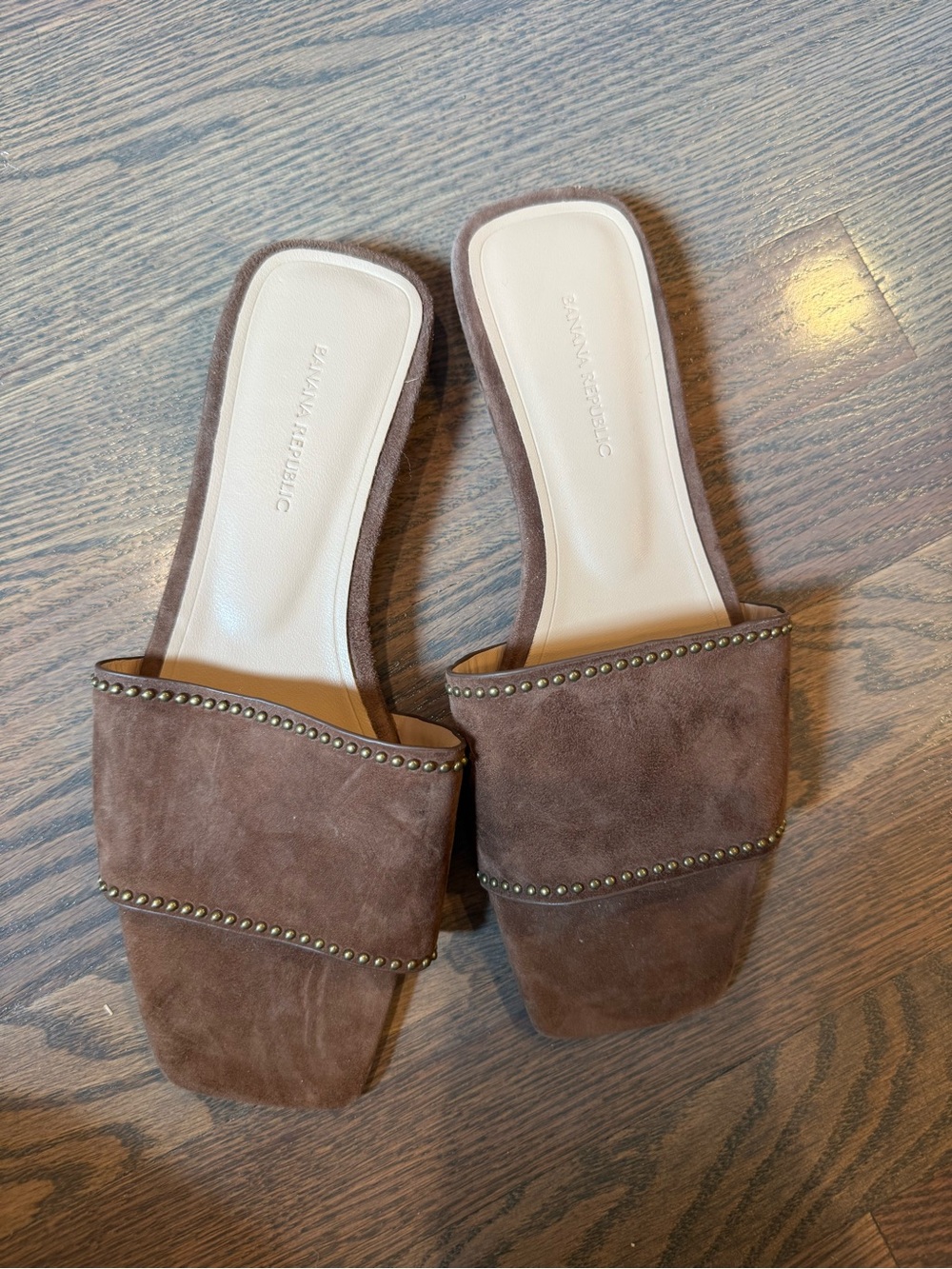 Banana Republic Brown Suede Studded Slide Mules